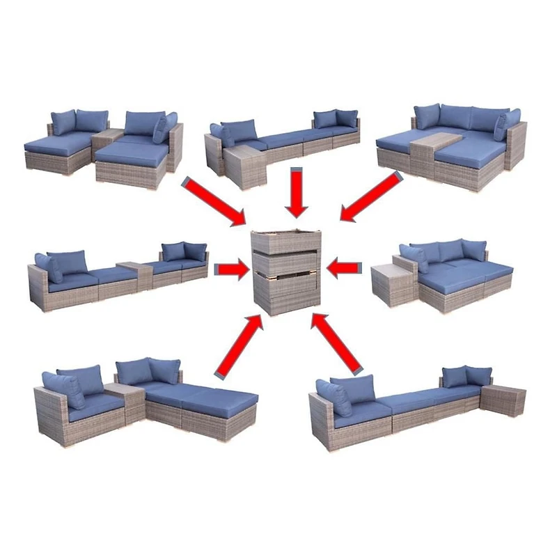 All-Space 5-Piece Metal Wicker Patio Set - Blue