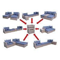 All-Space 5-Piece Metal Wicker Patio Set - Blue