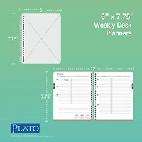 Plato Black Solid 2024 6x7.75 Inch 18 Months Desk Planner, July 2023 - December 2024, 9781975457396