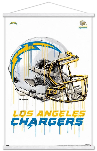 NFL Los Angeles Chargers - Drip Helmet 20 Wall Poster, 14.725" x 22.375" Framed