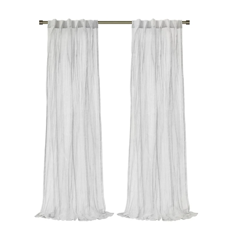 Loft Living Peoria Sheer Dual Header Single Curtain Panel 52 x 84 in White