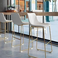Tabouret de comptoir Heavenly Collection en PU avec pieds dorés, lot de 6