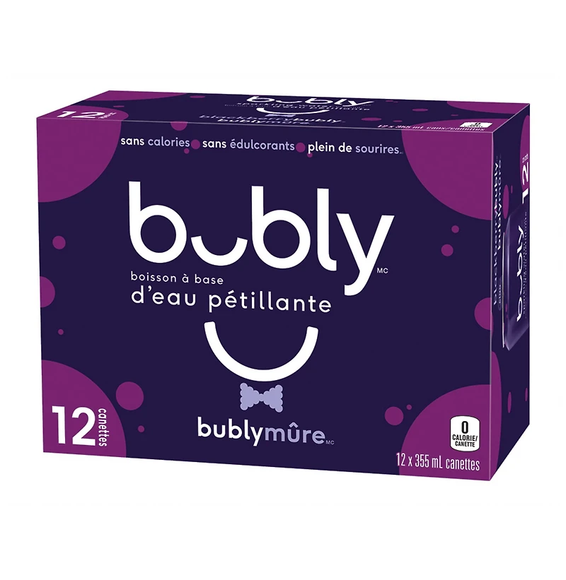Bubly Blackberry Sparkling Water 12 x 355mL, Cans, 12x355ml