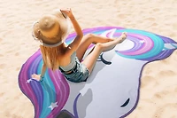 100% Polyester Unicorn Shaped Novelty Beach Towel. 58" x 58"