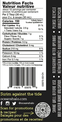 Vinaigrette épicée ranch au wasabi, bio, vegan, 355 mL Ocean's Halo, vinaigrette épicée ranch au wasabi