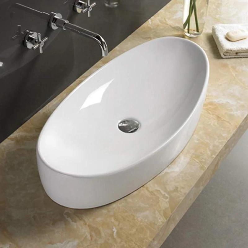 American Imaginations 31-in. W Above Counter White Bathroom Vessel Sink Set For Deck Mount Drilling AI-33416