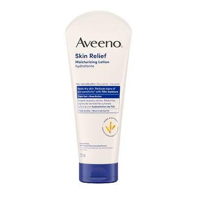 Aveeno Lotion Hydratante Skin Relief, Beurre de Karité, Avoine, Hydratant Corporel pour Peau Sèche, Sans Parfum