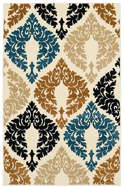 Tapis Vintage Écuyer beige & bleu 8 pi x 10 pi