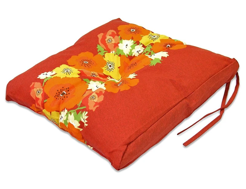 Coussin de siège de luxe Henryka à motif de fleuri rouge