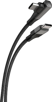 Scosche CCBRA4-SP Strikeline USB-C to Right-Angle USB-C Charge & Sync Braided Cable 4-ft. Black, 4ft USB-C-USB-C Chrg  Cbl