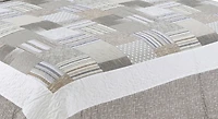 Marina Décoration Literie d'été ultra douce avec couvre-lit matelassé et taie d'oreiller, motif écossais moderne taupe