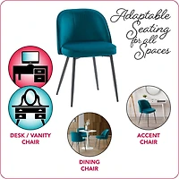 CorLiving Ivo 4-Piece Modern Round White Marbled Pedestal Indoor Dining Table Set with Velvet Upholstered Chairs