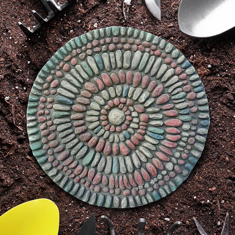 Angelo Décor Mosaic Pebble Stepping Stone, 10-inch Diameter