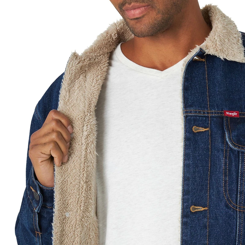 Wrangler Veste en Denim À Doublée Sherpa Pour Homme