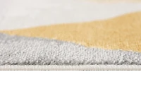 Tapis Branch Savannah 2' x 7' (Taille exacte : 2'3" 7') de couloir moderne du milieu siècle, jaune beige, géométrique pour entrée, couloir, salle bain et cuisine