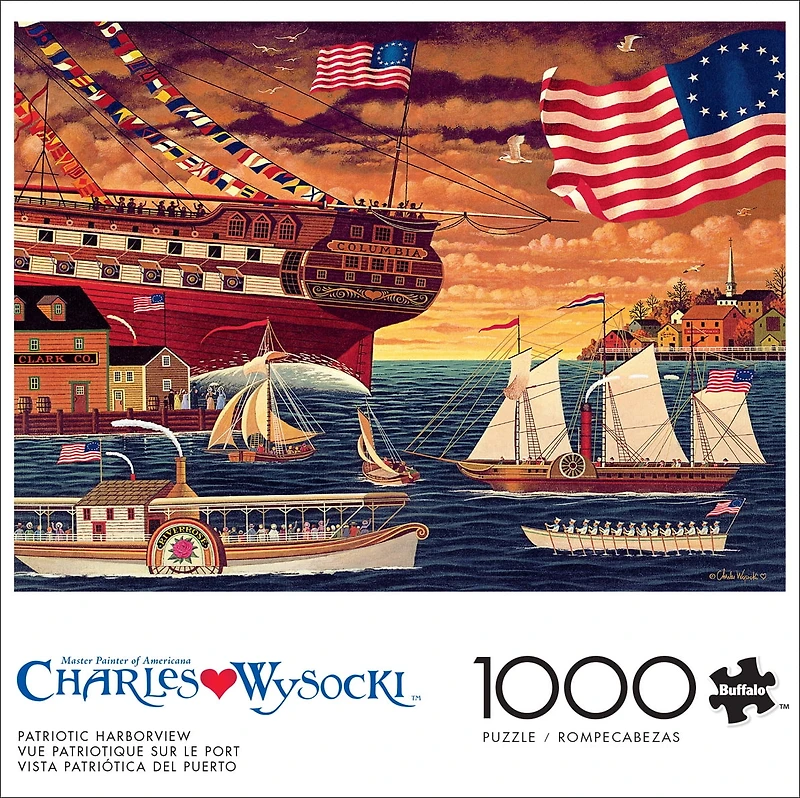 Buffalo Games Patriotic Harborview Puzzle imbriqué de 1000 pièces pour adultes de 14 à 99 ans