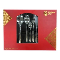 Ensemble de 34 couverts en acier inoxydable Kitchen Star – Doré