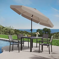 CorLiving Parasol de jardin rond de 3 m avec rabats latéraux, structure en acier et base ronde remplissable