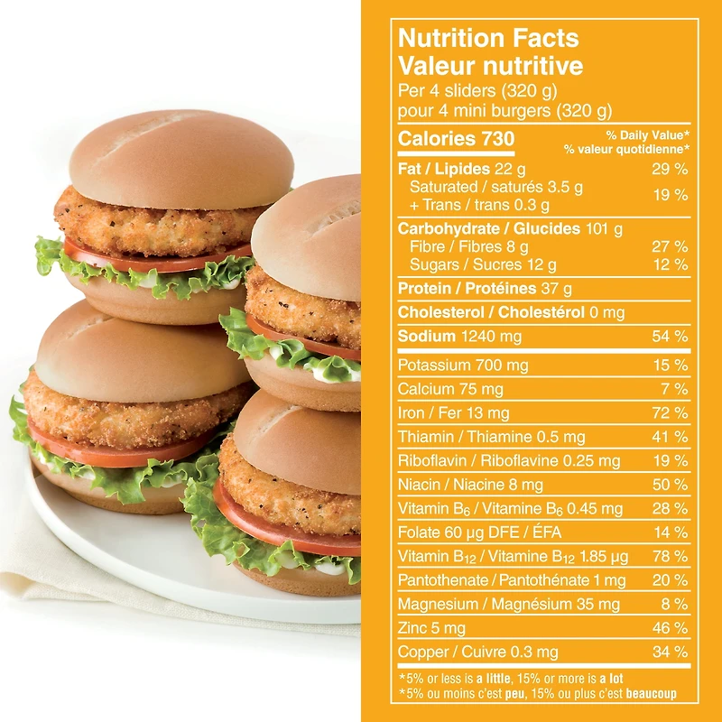 Mini burgers végé poulet Gardein sans viande 320 g