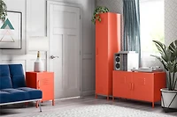 Novogratz Cache Table d'appoint de salon en métal style casier Jaune