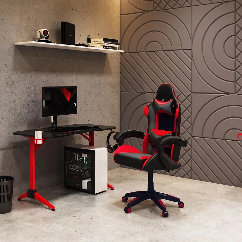 Chaise de jeu ergonomique à hauteur réglable CorLiving Ravagers en vinyle et PVC pour adultes