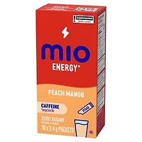 Mio Energy Peach Mango Energy Drink Mix, 2.4 G Packets, 10 Ct Box, Powders, 10pk