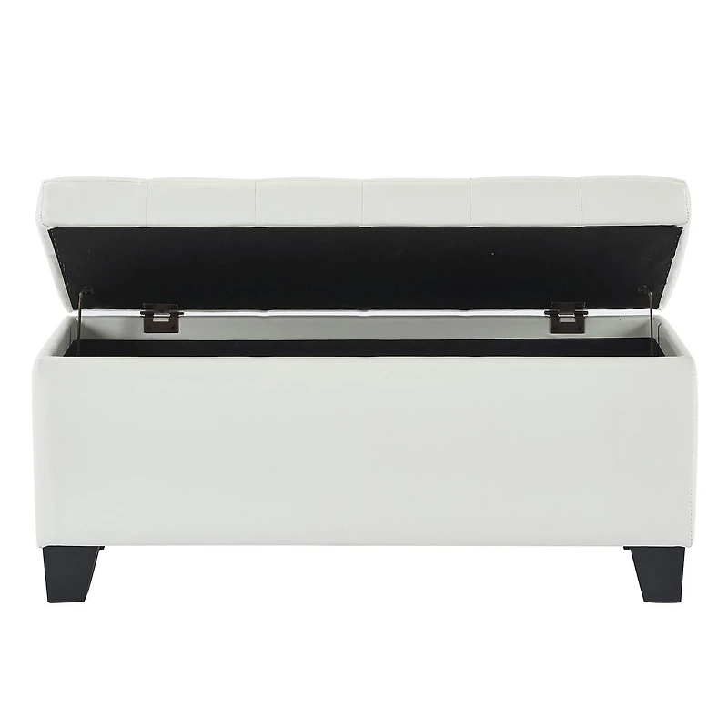 Faux Leather Storage Ottoman- White