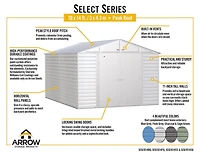 Arrow Select Steel Storage Shed, 10x14, Gris bleu