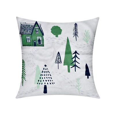 Holiday Forest Cabin Green Plaid Cushion