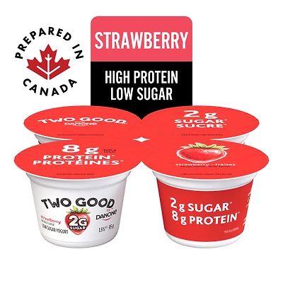 Two Good Yogourt aux fraises, 2 g de sucre, 8 g de protéines