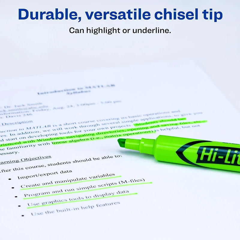 Avery® HI-LITER® Surligneur modèle bureau, Vert fluorescent, Pointe biseautée