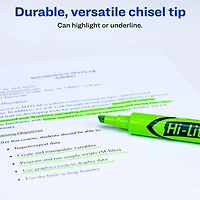 Avery® HI-LITER® Surligneur modèle bureau, Vert fluorescent, Pointe biseautée