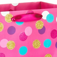 Très grand sac-cadeau Hallmark de 20 po (sarcelle, blanc, rose et or à pois scintillants sur rose) pour les fêtes, la fête des Mères, Pâques, les showers de mariage, les showers de bébé