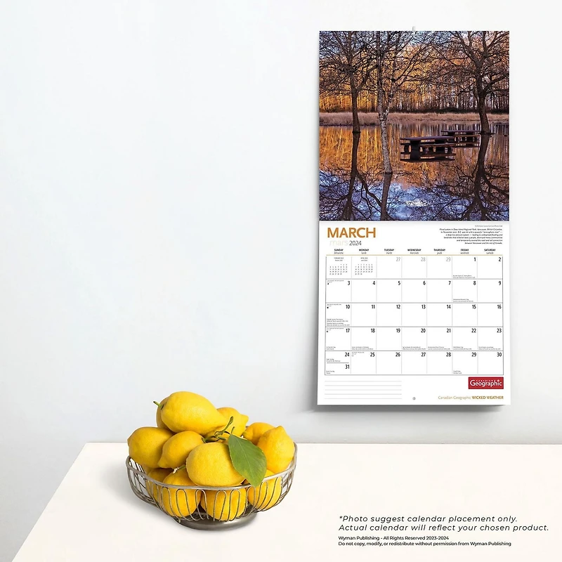 Wyman Publishing Météo Capricieuse par Canadian Geographic 2024 30.48x60.96 CM Mur Carré Calendrier, 9781525611438