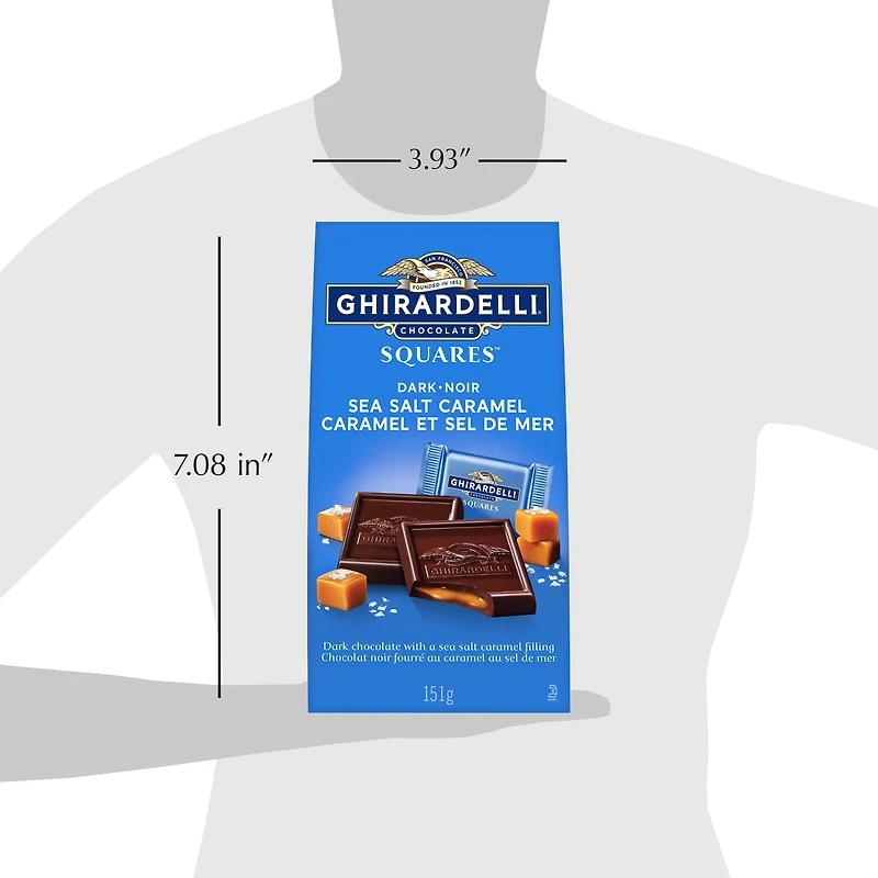 GHIRARDELLI Sea Salt and Caramel Dark Chocolate Squares, 151-Gram Bag, Sea Salt Bag 151g
