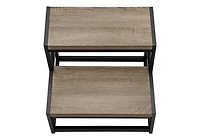 Monarch Specialties Ladder, Step Stool, Bedroom, Kitchen, Black Metal, Dark Taupe Laminate, Contemporary
