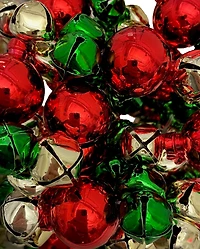 Guirlande de clochettes Holiday Time de 6 pi rouge, verte et dorée avec perles décoratives