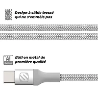 Scosche Strikeline Câble de charge et de synchronisation Lightning USB-C tressé de qualité supérieure 8 pieds Recharge haut débit
