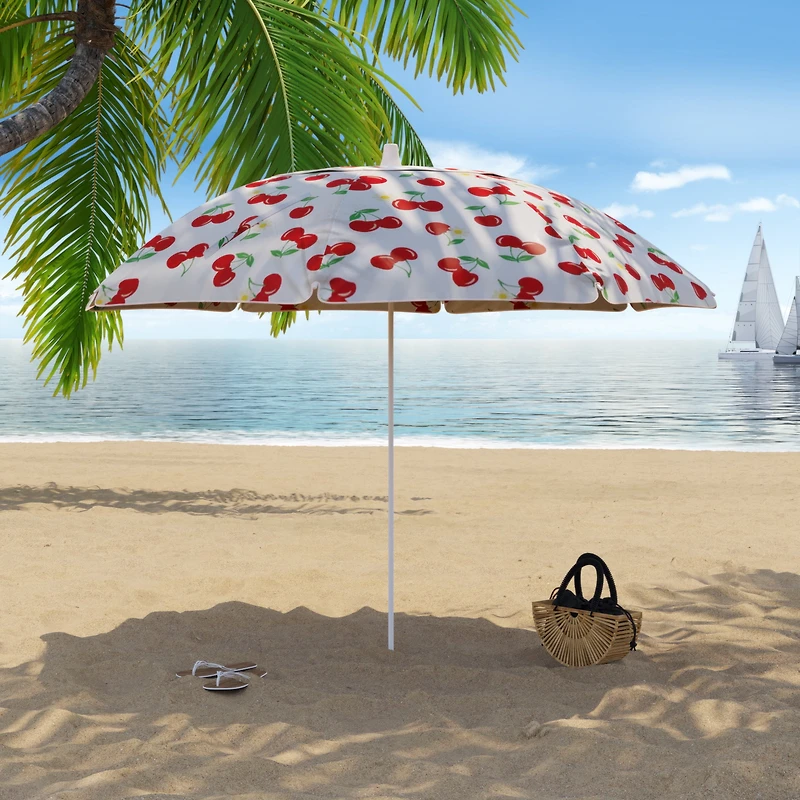 Parasol de plage octogonal Cerises et marguerites 2,1 m Mainstays