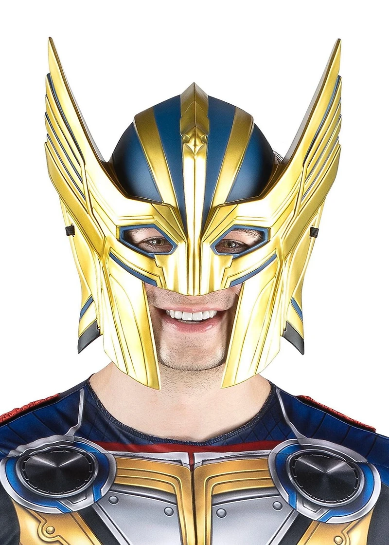MARVEL Adult Thor Costume - Printed Jumpsuit with Special Padding, Cape, and 3D Plastic Mask
