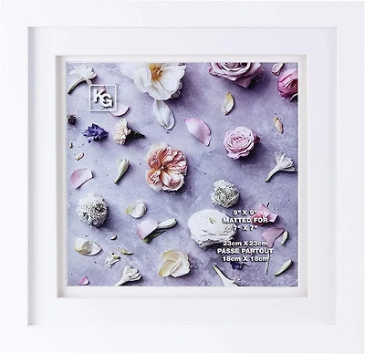 kieragrace KG cadre contemporain Morgan avec passe-partout double – 22,86 x 22,86 cm (9 x 9 po), blanc