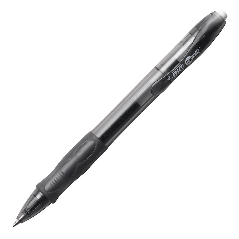 BIC Gel-ocity Original Retractable Gel Pen, Medium Point (0.7mm), Black Ink, 4-Count, Contoured Grip for Comfort and Control, 4 Pack