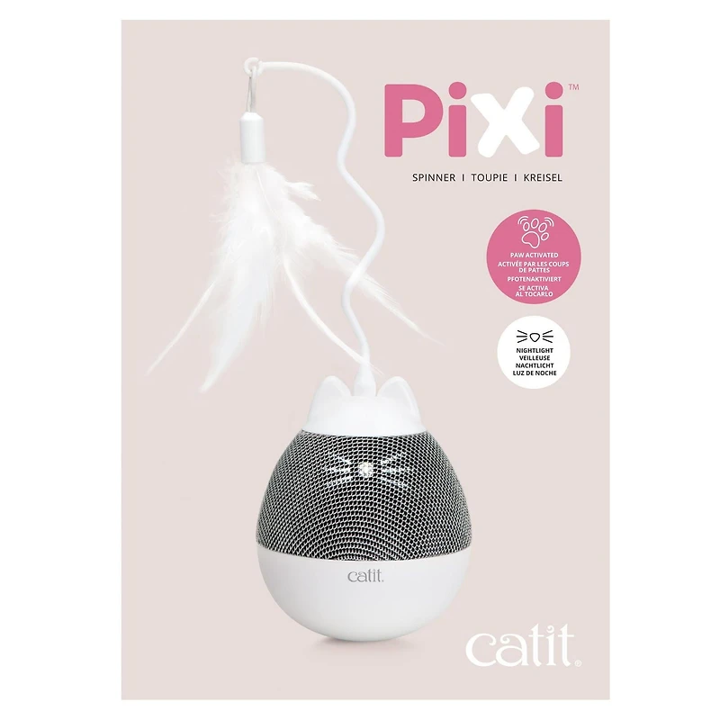 Catit PIXI Spinner Electronic Cat Toy, White & Grey