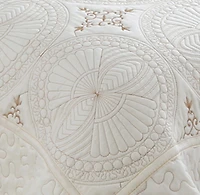 Couvre-lit Marina Decoration brodée, ensemble de literie ultra doux et uni, avec taie d'oreiller matelassée, motif géométrique crème