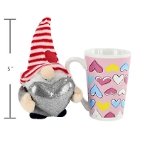 Way To Celebrate Valentine’s Day Plush Toy in Latte Mug, Gnome