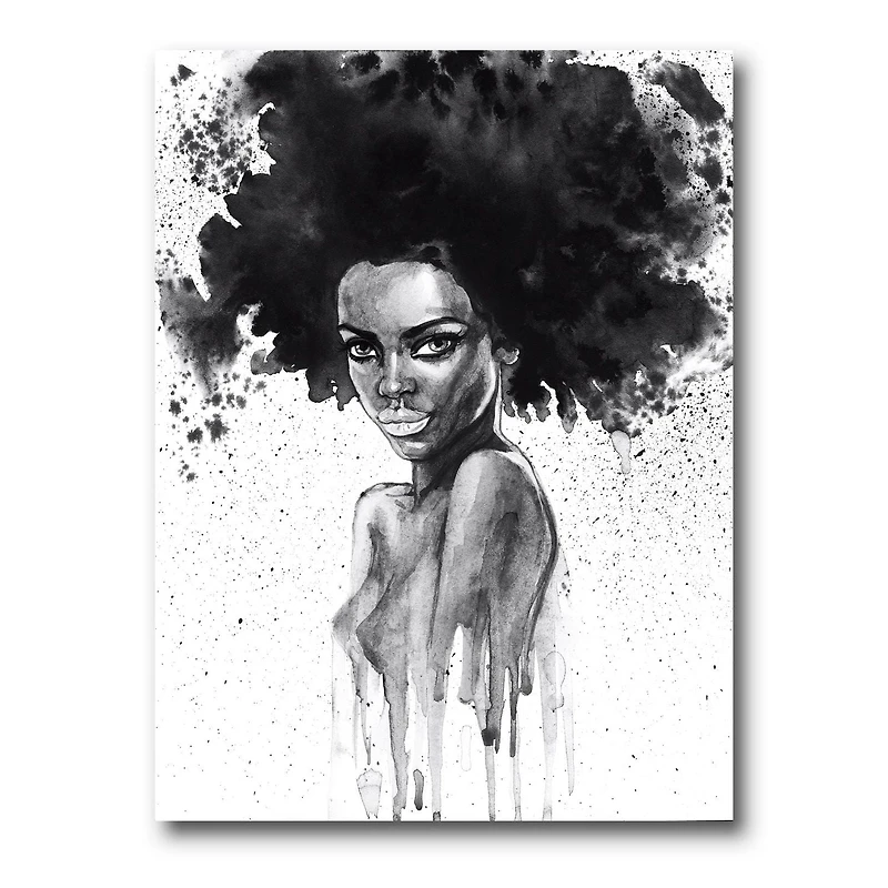 Designart Portrait monochrome de femme afro-américaine III Art mural sur toile