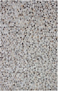 ECARPETGALLERY 5'2" x 8'1" Contemporary Cowhide Patchwork Handmade Area Rug for Living Room, Dining Room and Bedroom in Grey