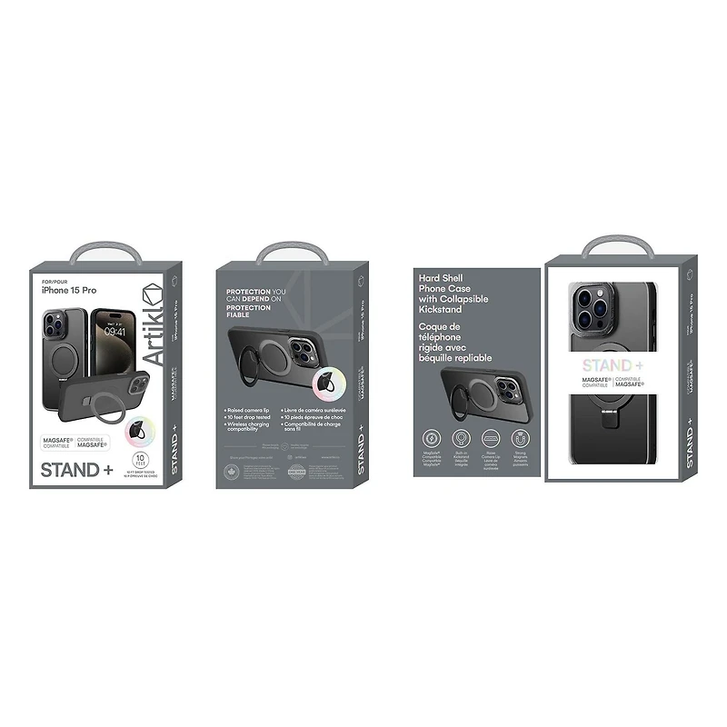 Artikl Lux Coque transparente compatible MagSafe pour iPhone 15 Pro - Noir