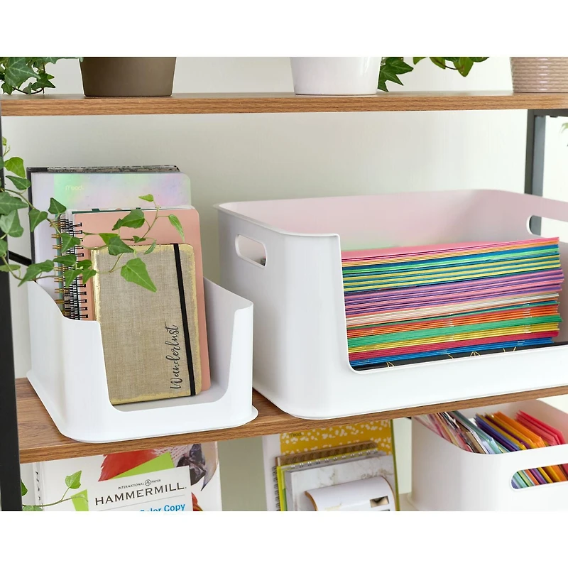 iDesign Coconut Eco BPA-Free Recycled Plastic 16.9" Large Open-Front Storage Bin with Handle - 16.9" x 11.9" x 8"