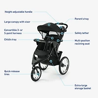 Graco Trax 2.0 Jogger Travel System, Jogging Stroller, Tyler